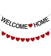 Welcome Home Banner Black Glitter Welcome Home Decorations for Welcome Home Party Decorations, We...