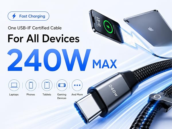 240w Braided Fast Charge Cable
