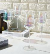 Iridescent Crystal Glasses - Crystal Luster Radiance Set of 4-17.5 oz Rainbow Colored Stemware Gl...