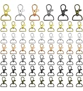 60pcs Swivel Snap Hook D Ring,Metal Swivel Clasps D Rings Lanyard Snap Hooks Lobster Clasp Key Ch...
