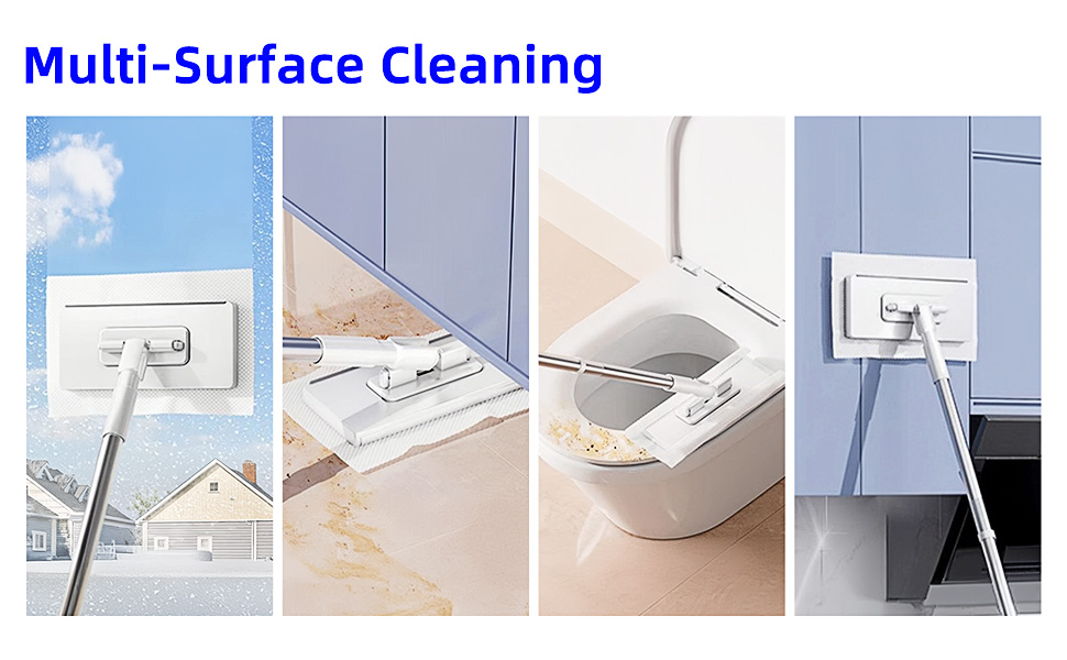 Sweeper Mop Mopping Sweeping Multi-Surface Cleaning Microfiber Mop Head Retractable Handle