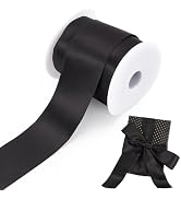 Pandahall 10 Yards Black Satin Ribbon 1-1/2 Inch Wired Edge Ribbon Double Faced Polyester Satin R...