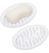 2 Pieces Plastic Soap Dish Clear Bar Holder Tray Self Draining Soap Saver with Holes Soap Contain...