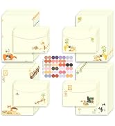 37 Pcs Stationery Paper Envelopes Set Includes 24 Lined Writing Paper & 12 Envelopes with 48 Colo...