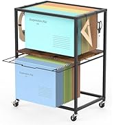 YBING Rolling File Carts, 2 Tiers Pull-Out Letter and Legal Size Hanging File Folder Rack, Mobile...