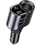 LIHAN USB C Car Charger, 12V/24V Cigarette Lighter Socket Splitter with 3 USB Ports, PD 30W Fast ...