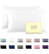 Silk Pillowcase for Hair and Skin,Soft,Breathable and Sliky 100% Standard Size Pillow Cases Set o...