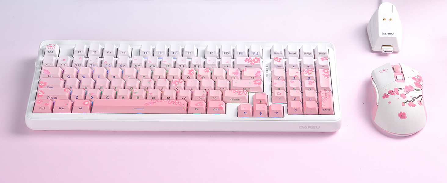 Sakura Pink gaming keyboard and mouse combo