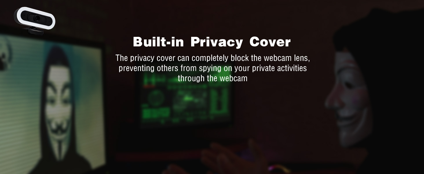 Svcouok W4 Webcam's built-in cover blocks lens, ensures privacy