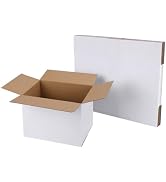 CRUGLA 8x6x6 White Shipping Boxes Set of 6, White Corrugated Cardboard Boxes for Small Business S...