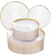 Licaere 60Pcs Clear Plastic Plates - Clear Disposable Plates With Gold Rim - Heavy-duty Gold Plat...