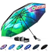 G4Free Eco Windproof Travel Umbrella for Rain & Sun, Strongest Fiberglass Frame, Double Canopy wi...
