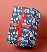 RiukRaiu Christmas Wrapping Paper for Kids Adults - Blue Winter Forest and Reindeer, Polar Bears,...