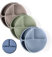 WeeSprout Silicone Plates with Lids for Babies & Toddlers (3 Pack) 100% Food-Grade Dishes for Sel...