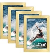 FIXSMITH 4x6 Picture Frame Bulk-4 Pack, Gold Picture Frames Collage Wall Decor, Wall & Tabletop P...