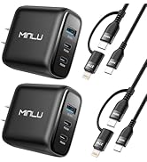 65W USB C Charger Block,MINLU GaN 3-Port Compact Fast PPS Wall Charger with 100W 2 in 1 USB-C to ...