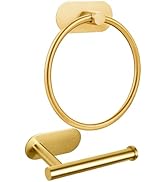 Self Adhesive Towel Ring and Toilet Paper Holder, No Drilling Stainless Steel Bathroom Hardware S...