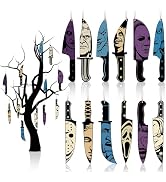 Arosche Halloween Horror Movie Tree Decorations Wooden Hanging Tree Ornaments 12Pcs Happy Hallowe...