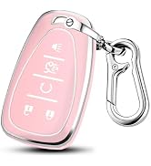MILD EAST for Chevy Key Fob Cover with Keychain, Soft TPU Full Protection 5 Buttons Key Case for ...