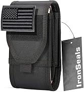 IronSeals Double Capacity Phone Holster, Tactical Molle Belt Pouch with Flag Patch for iPhone 16 ...