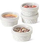 LE TAUCI Ramekins with Lids, 4 oz Ramikin Set for Creme brulee, Souffle, Dipping Sauces, Ceramic ...