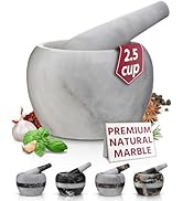 Gusto Nostro Natural Marble Mortar and Pestle Set | 5 Inch - 2.5 Cup Large Mortar Pestle Set for ...