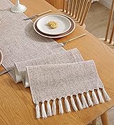 Aofmee Beige Table Runner 72 Inches Long, Burlap Linen Style Rustic Farmhouse Table Runner for Ev...