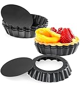 Cyimi 4 Inch Mini Tart Pan Set of 8, Non-Stick Quiche Pan with Removable Bottom, Heavy Duty Flute...