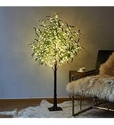 LITBLOOM Lighted Olive Tree 4FT 160 Fairy Lights, Faux Plant Tree with Lights for Indoor Outdoor ...