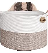 INDRESSME 115L Extra Large Blanket Basket, Soft Cotton Rope Storage Basket for Organizing, Home D...