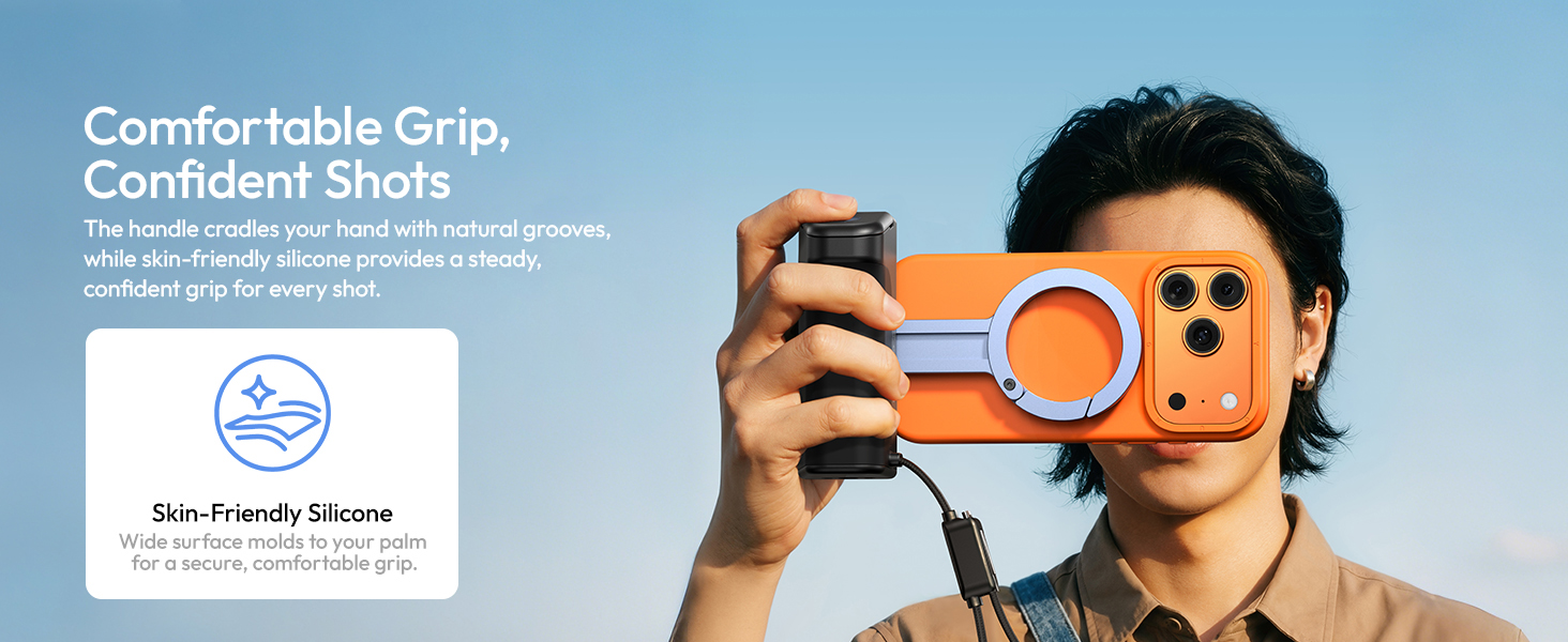 magnetic phone camera grip with wireless shutter