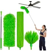 Cobweb Duster with Extension Pole, 3-in-1 Washable Cobweb Duster, Duster with 15-100-Inch Telesco...