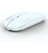 WREANU Wireless Bluetooth Mouse Rechargeable Laptop Mice Silent Slim Use(BT5.2 and Portable 2.4G ...