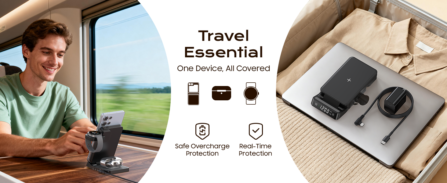 wireless charging station with clock