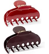2Pcs Cute Acetate Hair Clips for Women - Big Medium 3.3Inch Cherry Red & Ankra Red Claw Clips for...
