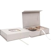 Hiwhy Linen Photo Storage Box, 4 x 6 Inch Memory Keepsake Organizer with Transparent Window, Styl...
