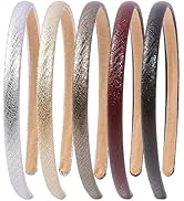 XIMA Fashion Headbands for Women, Non-Slip Faux Leather Wide Hair Bands, 5 Pack Elegant Hair Acce...