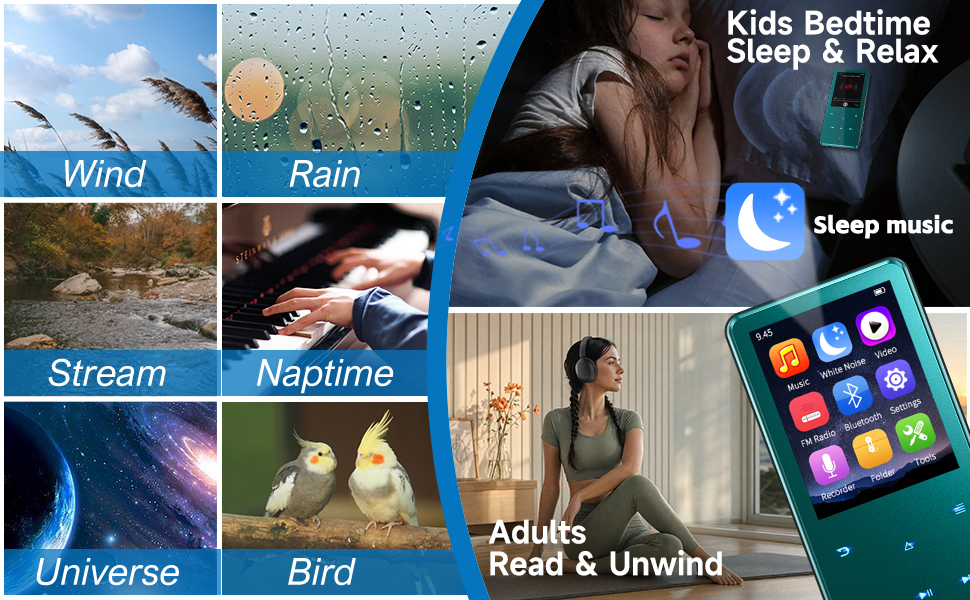 Bluetooth MP3 Player for Kids Portable Music Player with Voice Recorder FM Radio Zinc Alloy Body
