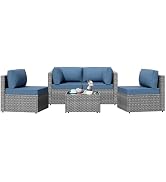Patio Furniture Sets, 5 Piece Outdoor Sectional Sofas, Wicker Rattan Outdoor Furniture Patio Conv...