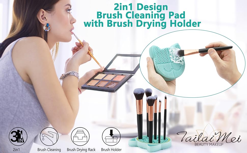 makeup brush mat handle cleaning pad cosmetic silicone drying rack organizer holder organizers