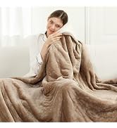 TRUSTWARMTH Heated Blanket Throw 50"x70", Electric Heated Throw, Beige | 6 Heat Settings, 4h Time...