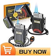 Lafagiet 2 Pack of Outdoor Torch Lighter, Windproof Single & Dual Jet Flame, Waterproof Storm Lig...