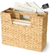 Chi An Home Wicker Magazine Basket, Water Hyacinth Organizer for Files, Books & Newspapers, Divid...