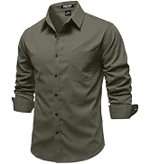 JEMITOP Mens Stretch Vintage Aged Style Shirts Casual Soft Long Sleeve Button Down Shirt with Pocket