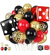 Red Black Gold Balloon, 22 Inch Dice Foil Balloons, Metallic Gold Confetti Balloons for Dice Game...