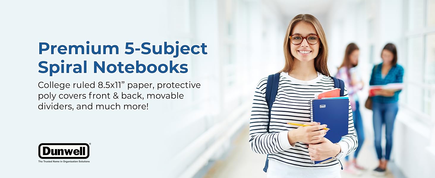 Premium College Ruled, 5 Subject Notebook