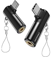 MOSWAG USB C to 3.5mm Jack Type C Headphone Adapter Right Angled Aux Mic Audio Dongle Hi-Res DAC ...