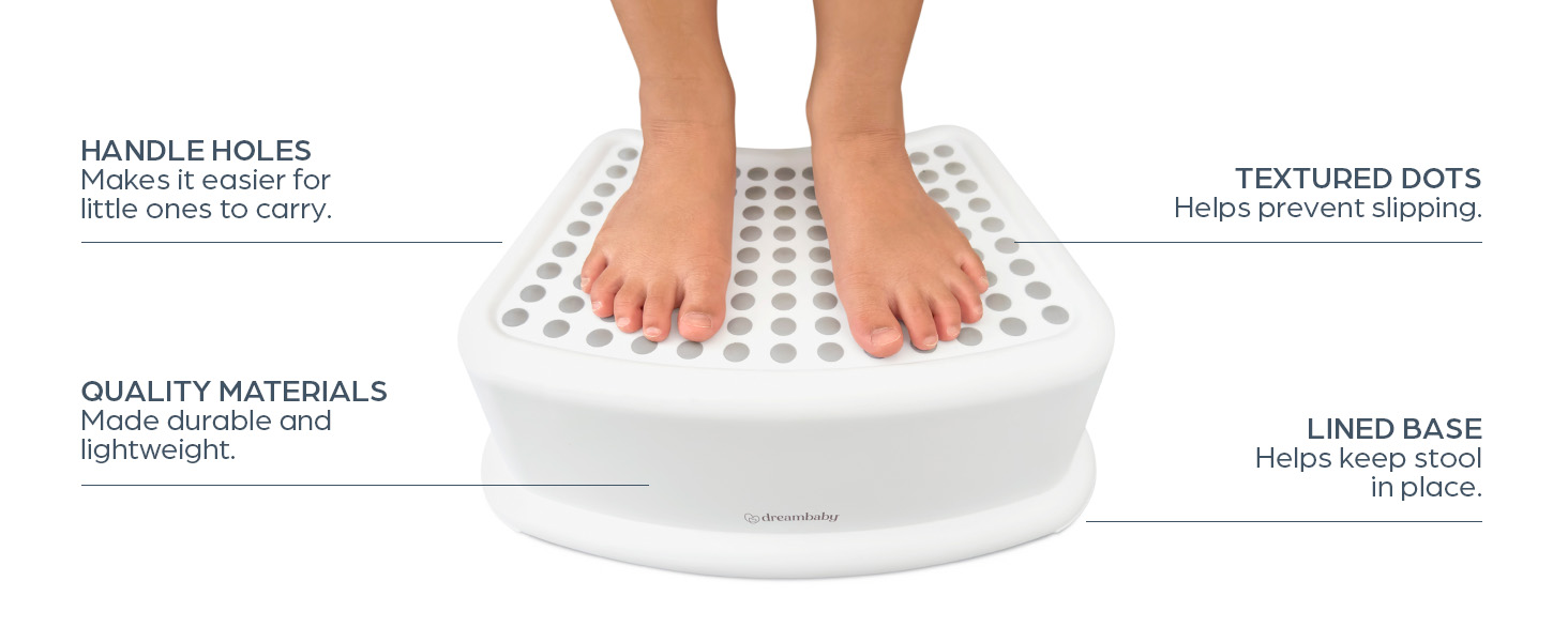 Dreambaby Toddler Kids Step Stool with Handles, Non Slip Grip, and Lined Base for Anti-Slip Toilet