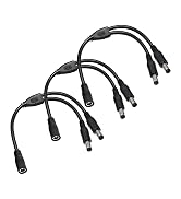 3-Pack 18AWG DC 5.5mm x 2.5mm 12V/24V DC Power Splitter Cable, 1 Female to 2 Male for CCTV Survei...