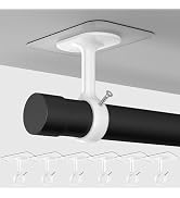 MUAKIOY Curtain Rod Brackets Ceiling Mount, (6 Pack) White Self Adhesive Curtain Rod Holder No Dr...